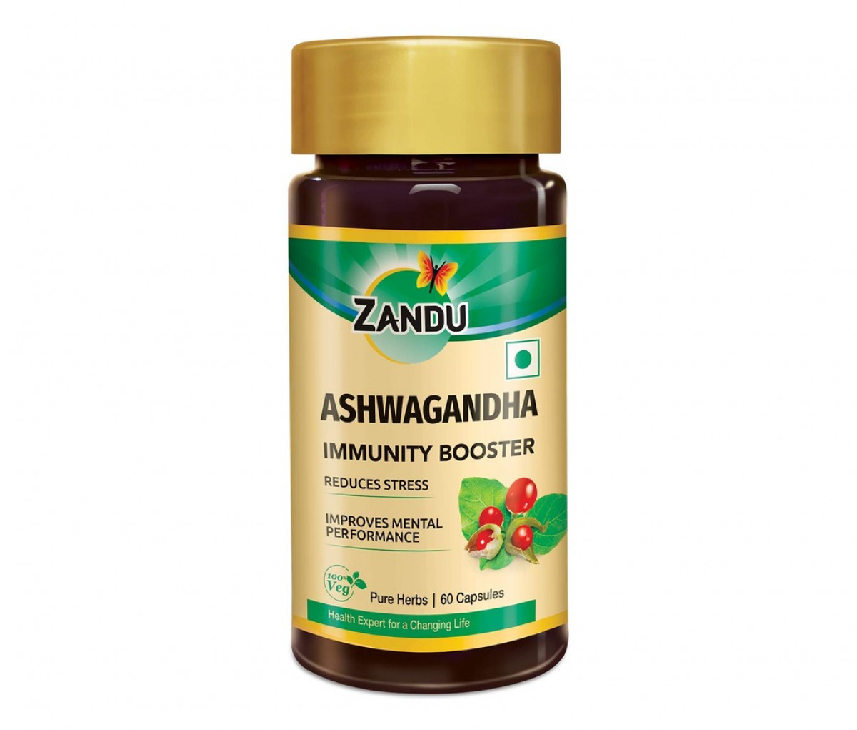 Front image of Zandu Ashwagandha 60 Capsules
