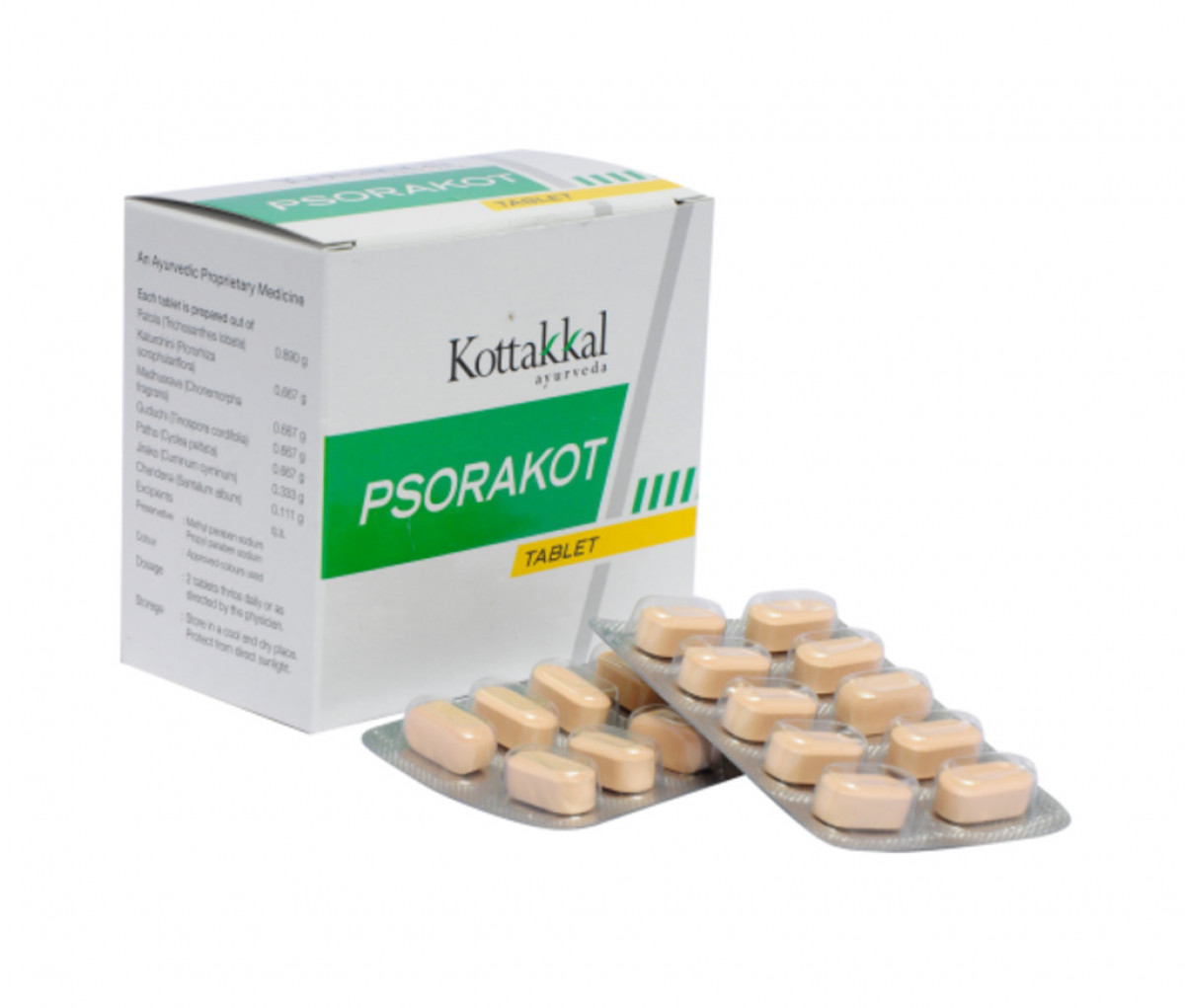 Ayurscape - Front image of Kottakkal Arya Vaidya Sala Psorakot Tablets