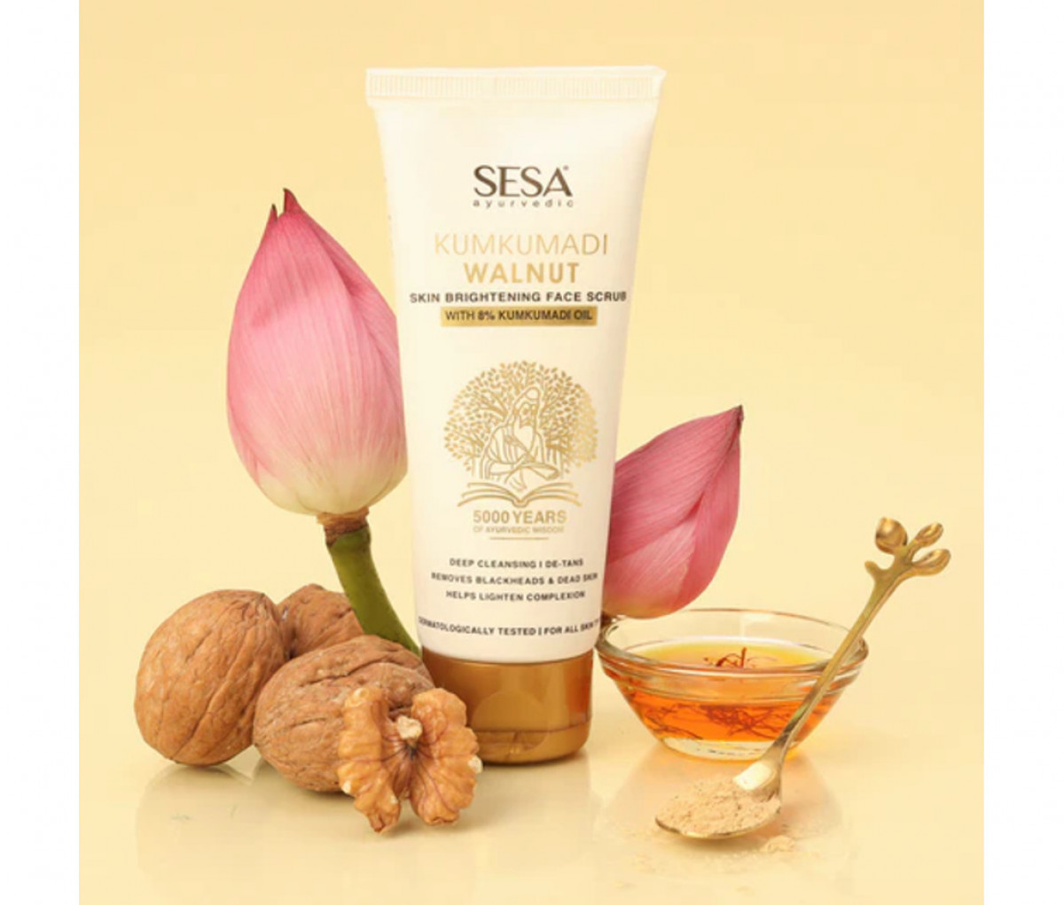 Sesa Kumkumadi Face Scrub with Walnut for Skin Glow - 100gm