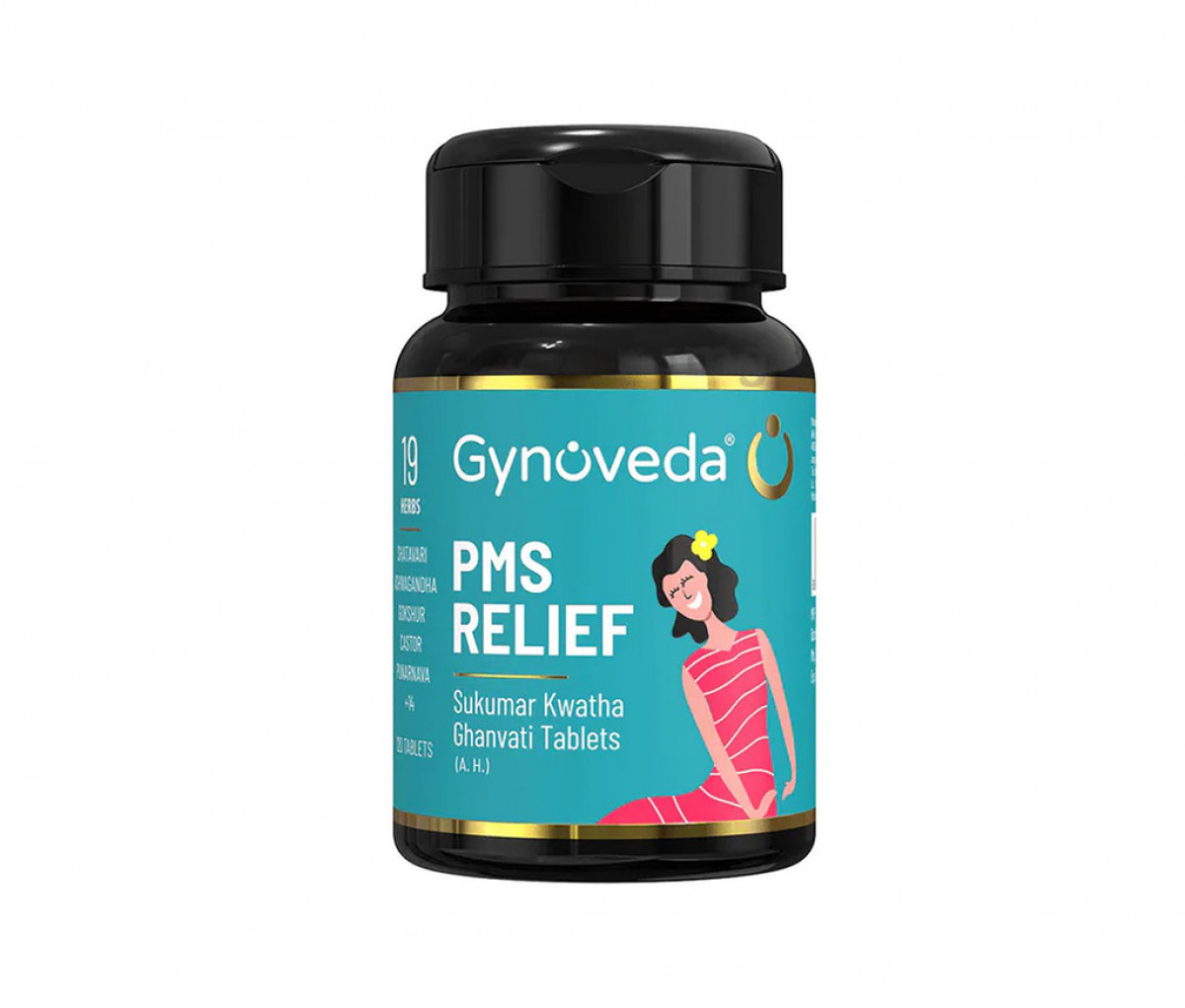 Ayurscape - Front image of Gynoveda PMS Relief 360 Ayurvedic Tablets