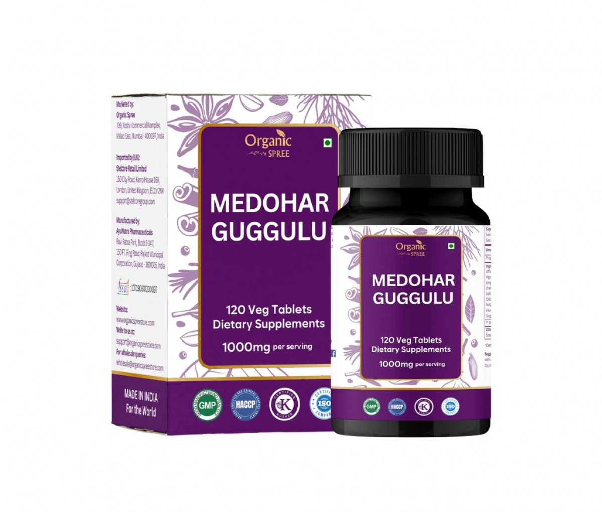 Organic Spree Medohar Guggulu 120 Tablets - GMP Certified