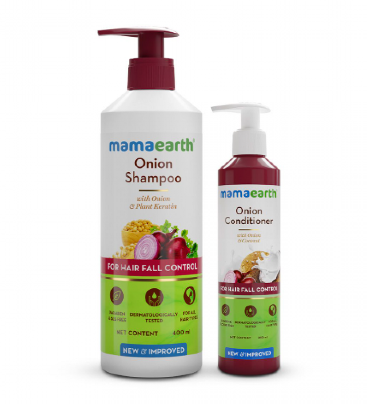 Mamaearth Hair Regrowth Combo : Onion Shampoo, 250ml and Onion Conditioner, 250ml