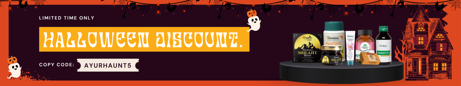 Ayurscape Halloween Discount Banner