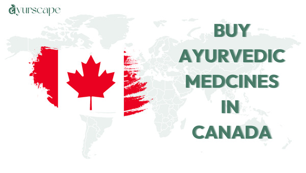 Websites to Buy Ayurvedic Medicines in Canada - World map with Canada's flag at top.