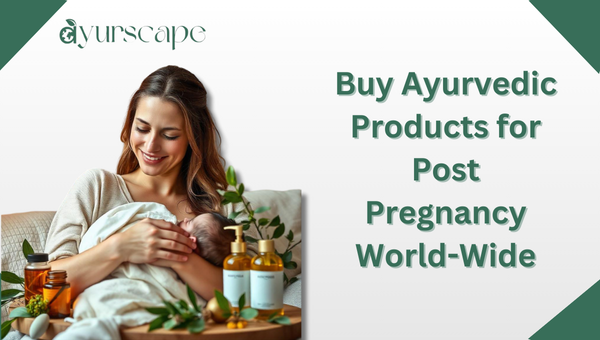 Buy Ayurvedic Products for Post Pregnancy - Mother holding her baby around ayurvedic products