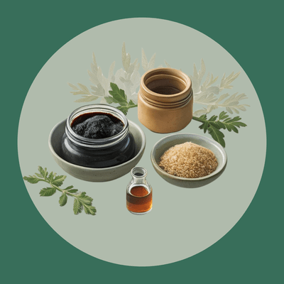 Picture of ayurvedic chyawanprash and Food Suplements with green background