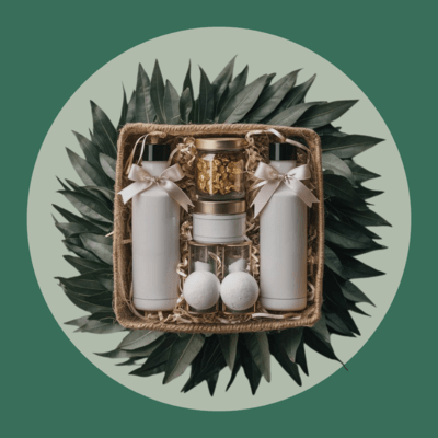 Ayurvedic Value Combos and Gift Sets - Picture of a gift box with multiple ayurvedic products and a green background