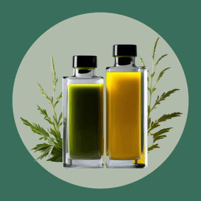 Ayurvedic Healthy Juices - Picture of ayurvedic juices with green background
