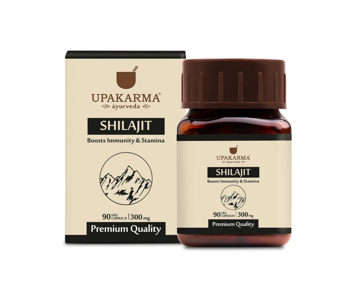 UPAKARMA Shilajit | Pure Extract Based (300 mg), Natural Strength & Stamina Booster |Lab Tested, R&D Backed 90 Veg Capsules- Pack of 1