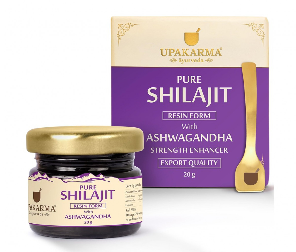 UPAKARMA Shilajit with Ashwagandha Resin 20g | Boosts Strength & Build Muscle Mass Naturally | 100% Ayurvedic | Lab Tested | Pack of 1