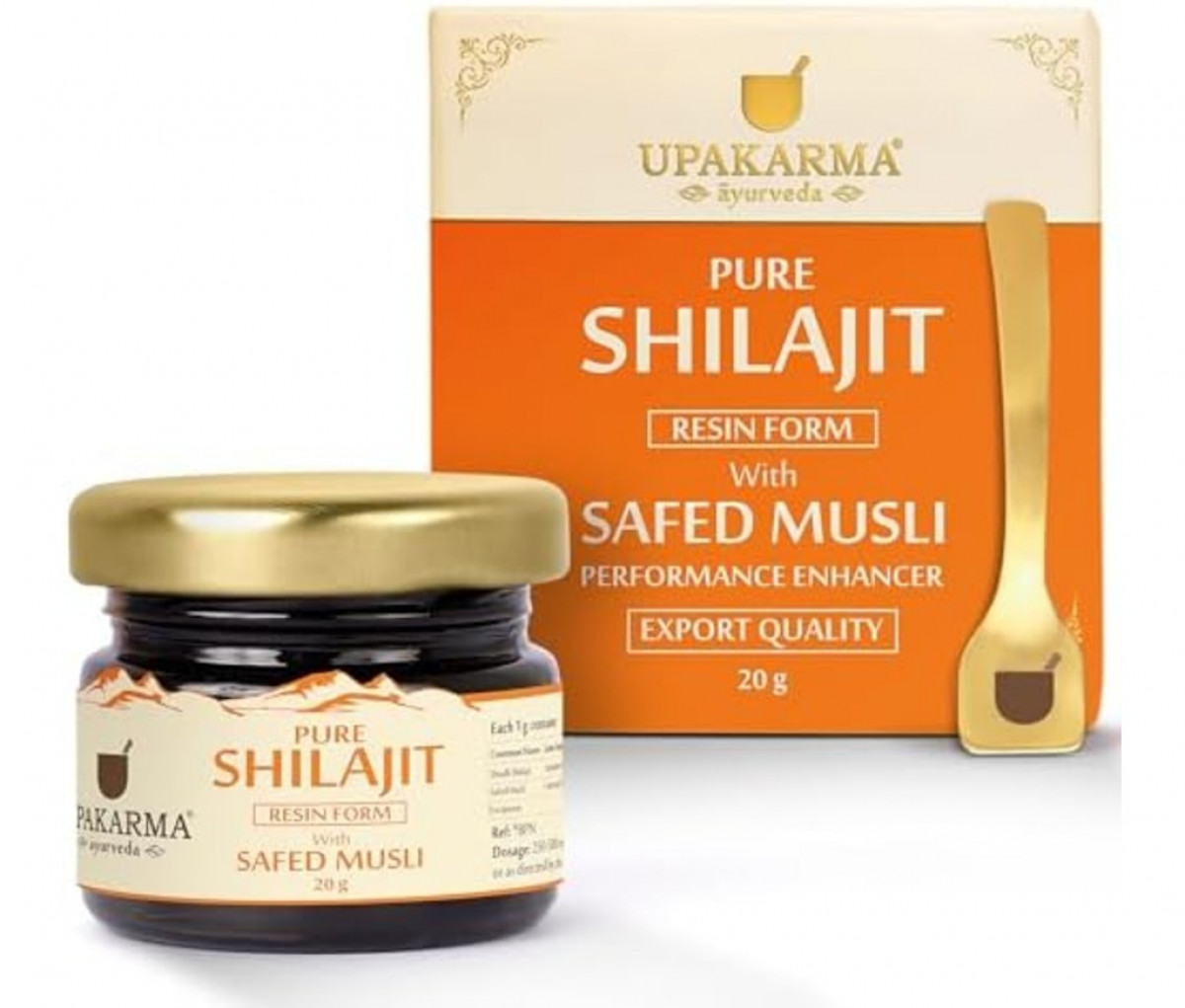 UPAKARMA Shilajit with Safed Musli Resin 10g | Original & Pure Shilajit/Shilajeet for Men to Boost Physical Performance, Power, Stamina and Strength| Lab Tested | Pack of 1