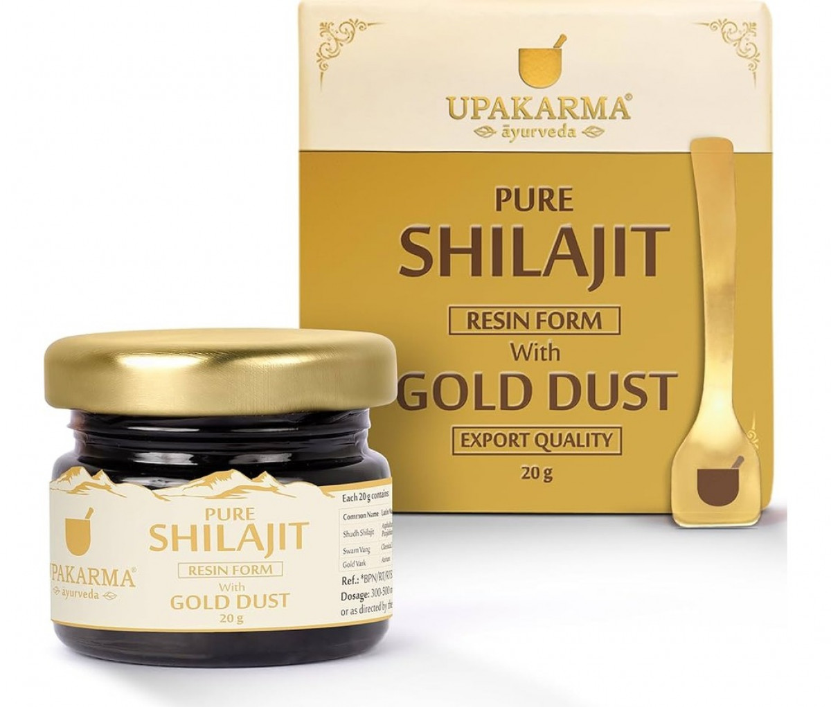UPAKARMA Shilajit Gold Resin 10g | Contains 24 Carat Gold | Pure & Original | Helps Better Physical Performance | 100% Ayurvedic & Natural Shilajeet, Pack of 3