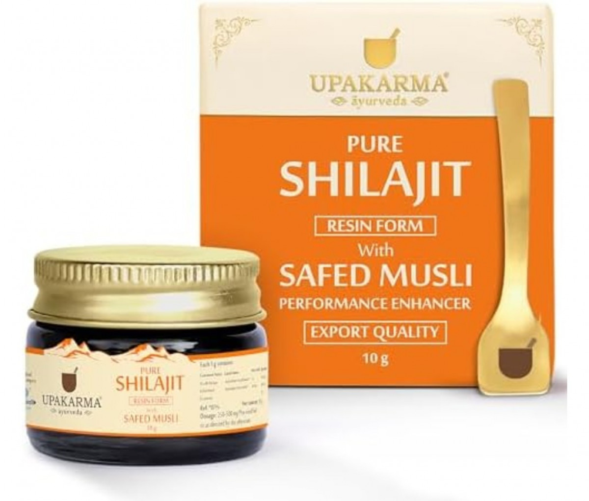 UPAKARMA Shilajit with Safed Musli Resin 10g | Original & Pure Shilajit/Shilajeet for Men to Boost Physical Performance, Power, Stamina and Strength| Lab Tested | Pack of 3