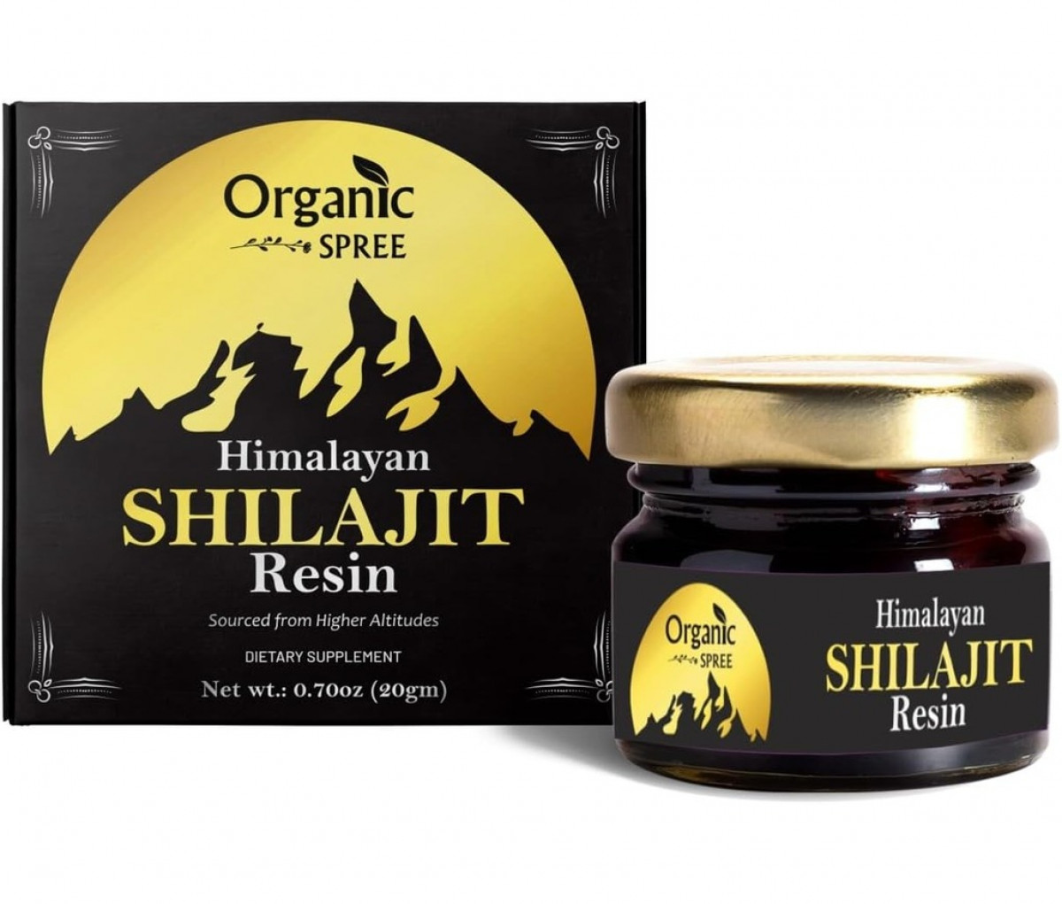 Organic Spree Pure Himalayan Shilajit Resin 20gm (0.70oz) Pure Himalayan Resin with 85plus Trace Minerals, Fulvic Acid, Supports Energy, Recovery, Immune Function, and Overall Health