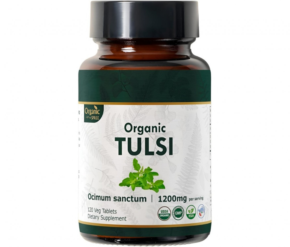Organic Spree Tulsi 120 Tablets - Supports immunity and stress relief | 60 Days Supply | Organic Certified