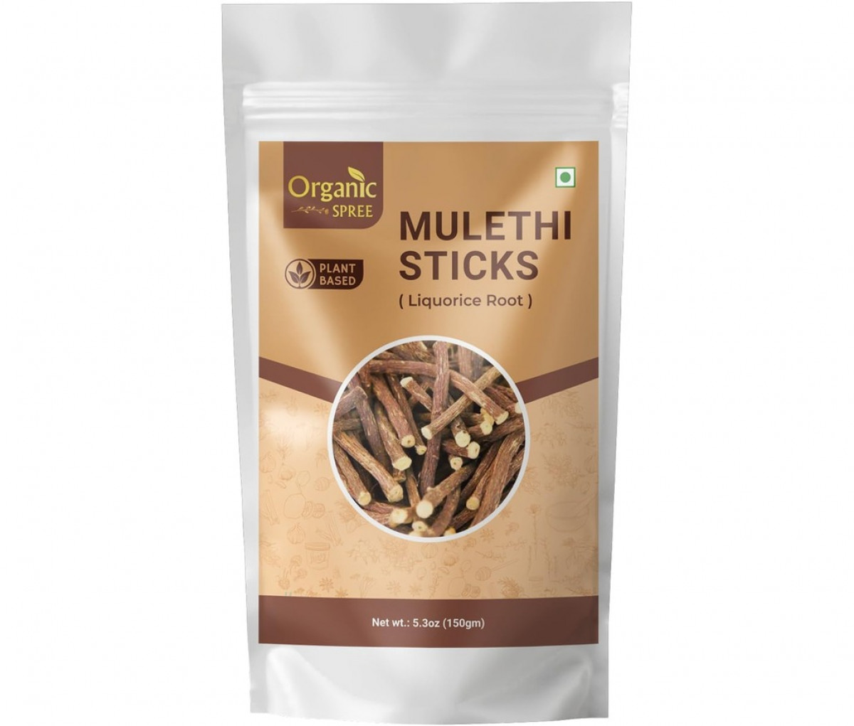 Organic Spree Licorice - Mulethi Sticks - 5.3oz (150gm) Pure and Natural Yashtimadhu - Jethimadh 150gm
