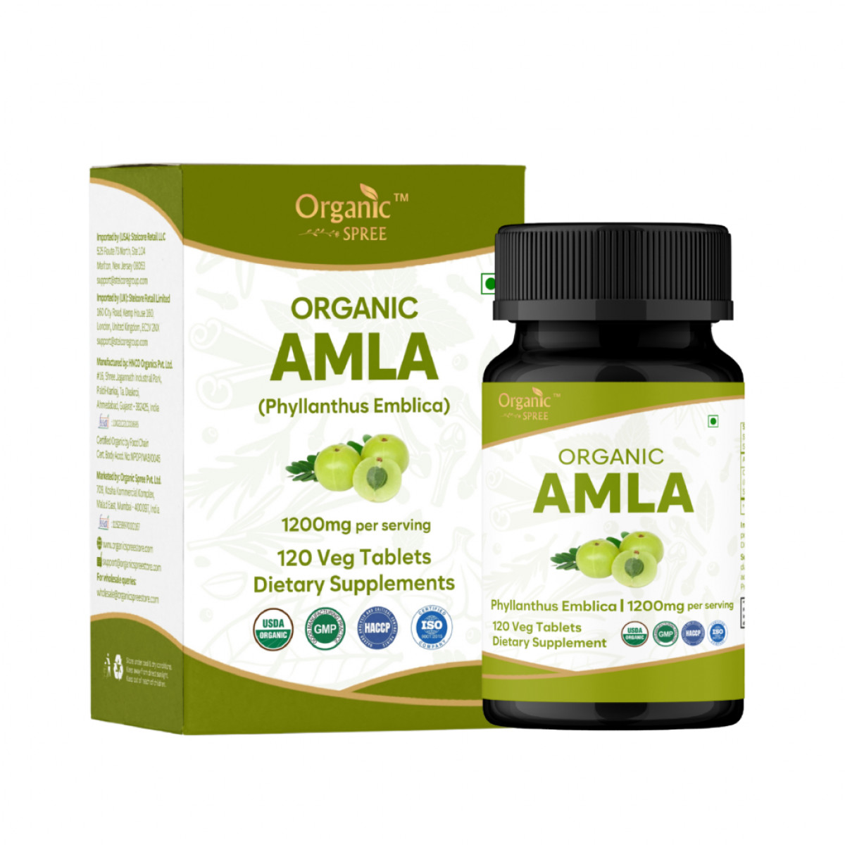 Organic Spree Amla 120 Tablets - Rich in Vitamin C, Antioxidants and Immune Support | 60 Days Supply | Organic Certified
