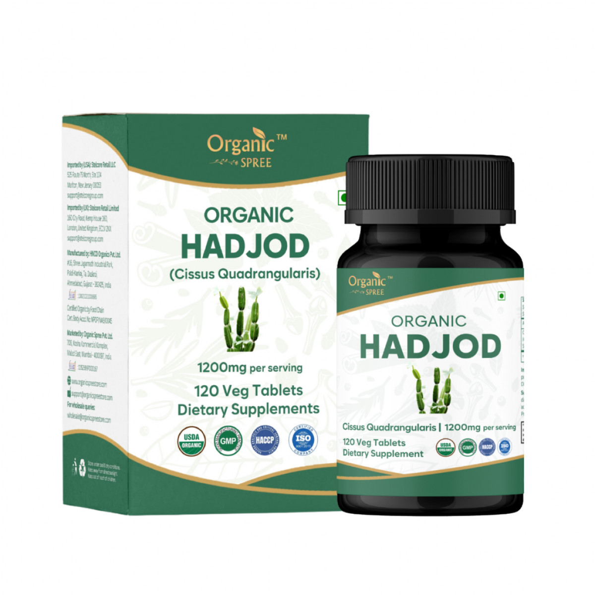 Organic Spree Hadjod (Cissus) 120 Tablets | 1200mg per serving